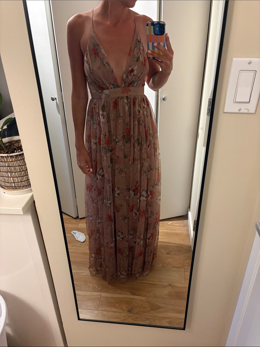 Windsor Dusty Rose Floral V-Neck Maxi Dress